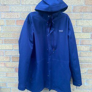 2014 Patagonia Parka Jacket XXL Blue Polyester Long Coat